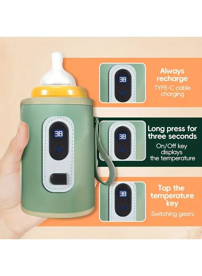 Blue Portable USB Bottle Warmer Heats Breast Milk Formula With Temperature Display - Image 5